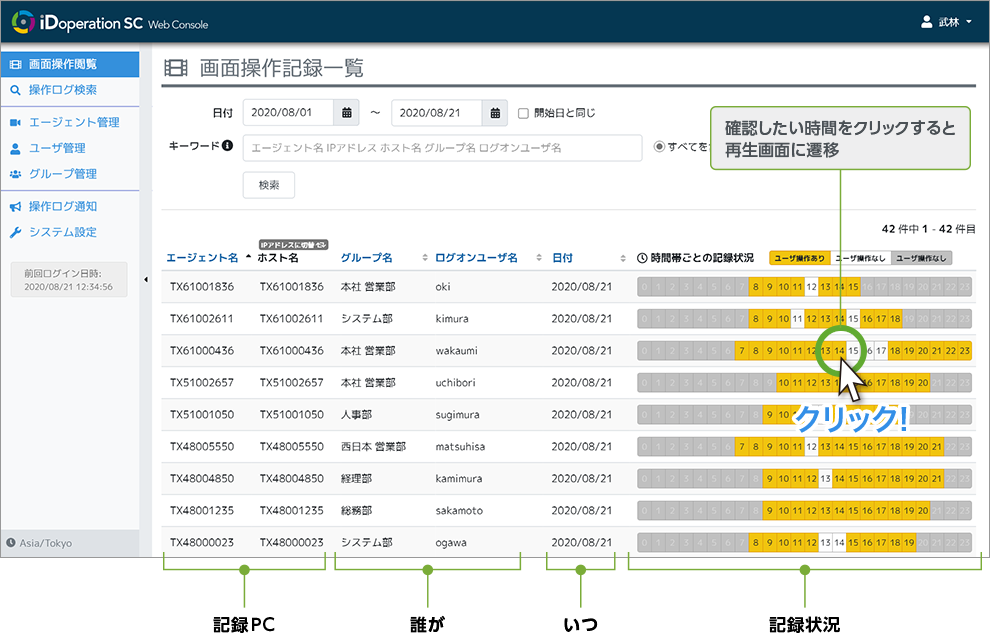 記録した多くの動画の中から、見たい動画を簡単に検索できます